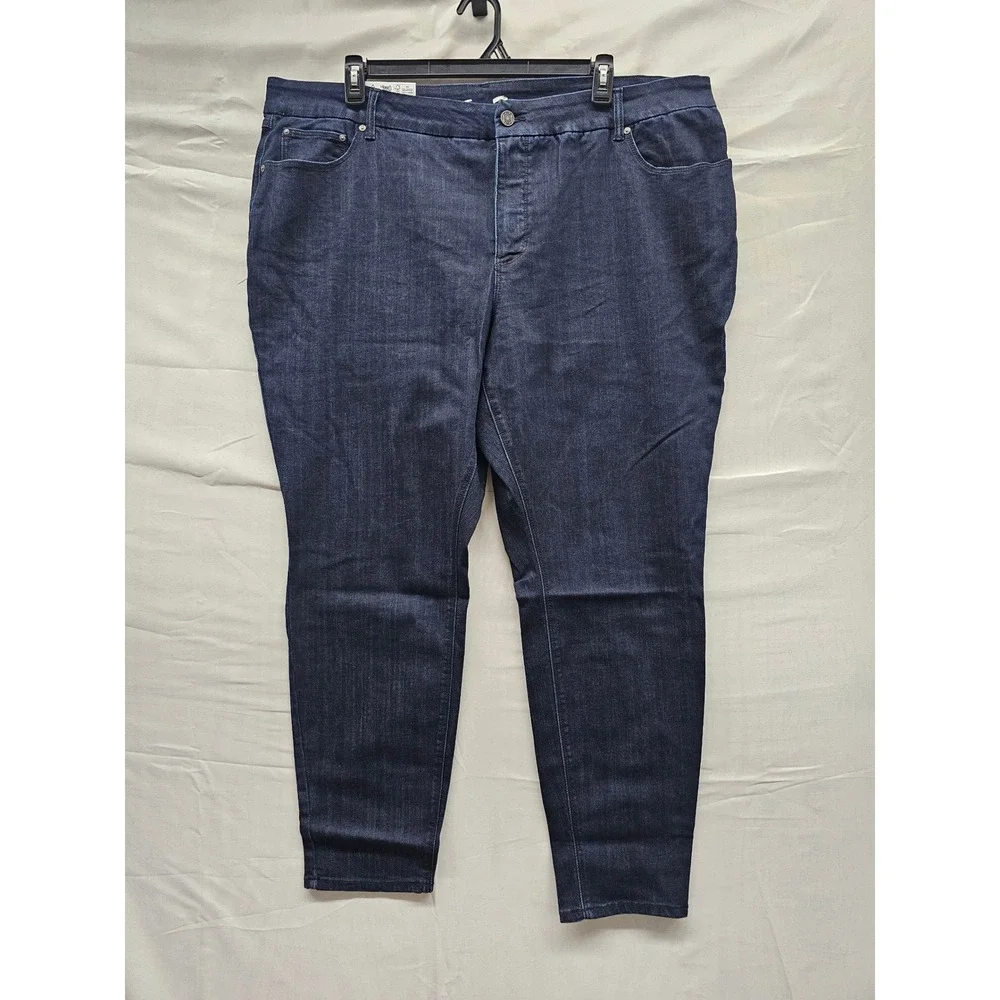 Seven7 Womens High Rise Skinny Jeans Blue Cotton Blend Casual Size 24W